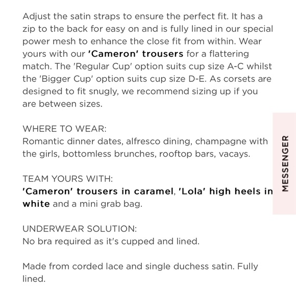 House of CB Lace Corset Mila, back zip, Size Small D-DD - Picture 9 of 9